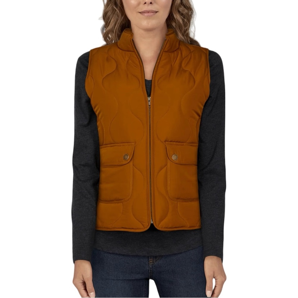 NWT Natural Reflections Quilted Vest in Golden Brown